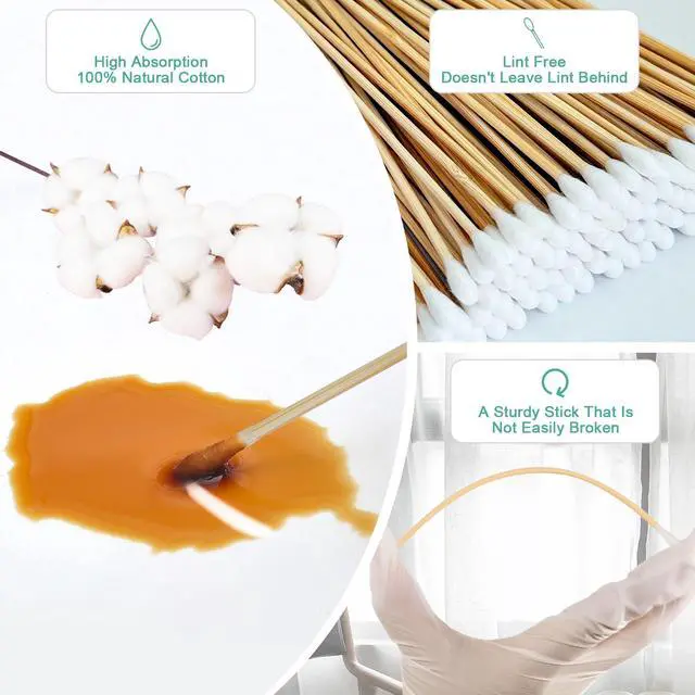 Alt view image 3 of 7 - 500 PCS 6 Inch Long Cotton Swabs with Wooden Sticks, Long Handle Cotton Swabs for Cleaning Electronics, Gun Care, Crafts, Detail Work and Small Parts, Reusable Storage Box