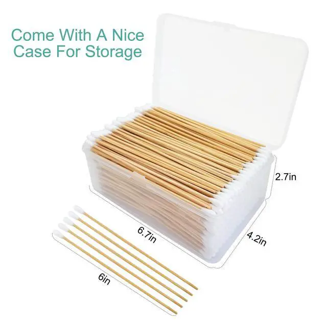 Alt view image 4 of 7 - 500 PCS 6 Inch Long Cotton Swabs with Wooden Sticks, Long Handle Cotton Swabs for Cleaning Electronics, Gun Care, Crafts, Detail Work and Small Parts, Reusable Storage Box