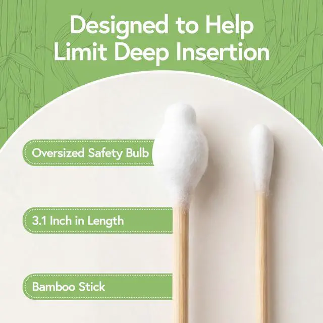 Alt view image 2 of 7 - 100% Bamboo Cotton Swabs for Ears (200-Pack) - Perfect for Baby & Personal Care | Double-Tipped Ear Swabs Cotton for Makeup & Cleaning | FSC Certified & Hypoallergenic, Made for All Ages & Pet