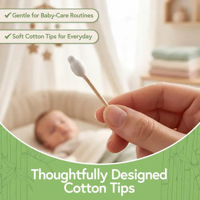 Alt view image 3 of 7 - 100% Bamboo Cotton Swabs for Ears (200-Pack) - Perfect for Baby & Personal Care | Double-Tipped Ear Swabs Cotton for Makeup & Cleaning | FSC Certified & Hypoallergenic, Made for All Ages & Pet