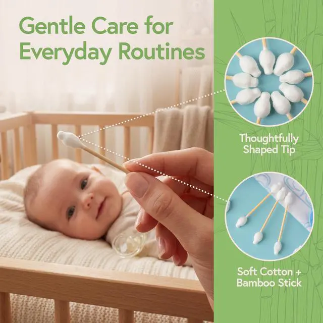 Alt view image 5 of 7 - 100% Bamboo Cotton Swabs for Ears (200-Pack) - Perfect for Baby & Personal Care | Double-Tipped Ear Swabs Cotton for Makeup & Cleaning | FSC Certified & Hypoallergenic, Made for All Ages & Pet