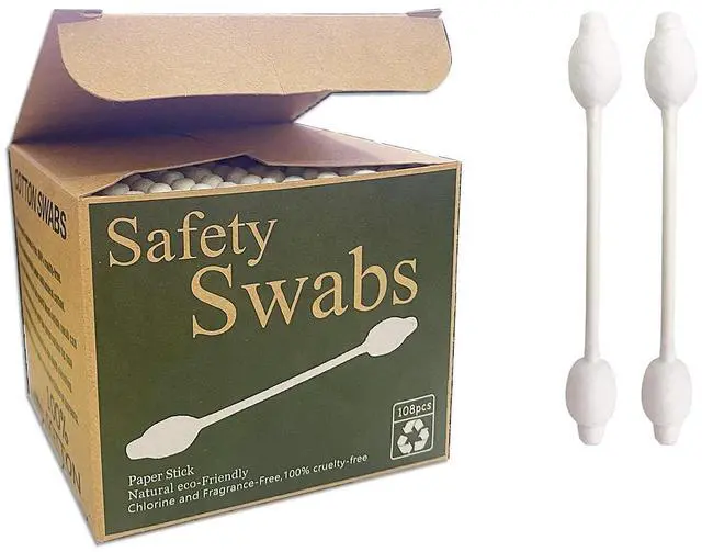 Main image of Safety Cotton Swabs with Large Tip 216PCS,Baby Cotton Buds With Natural Paper Stick For Newborn,Kids