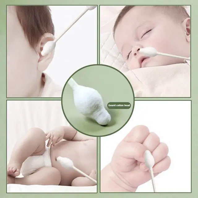 Alt view image 6 of 6 - Safety Cotton Swabs with Large Tip 216PCS,Baby Cotton Buds With Natural Paper Stick For Newborn,Kids