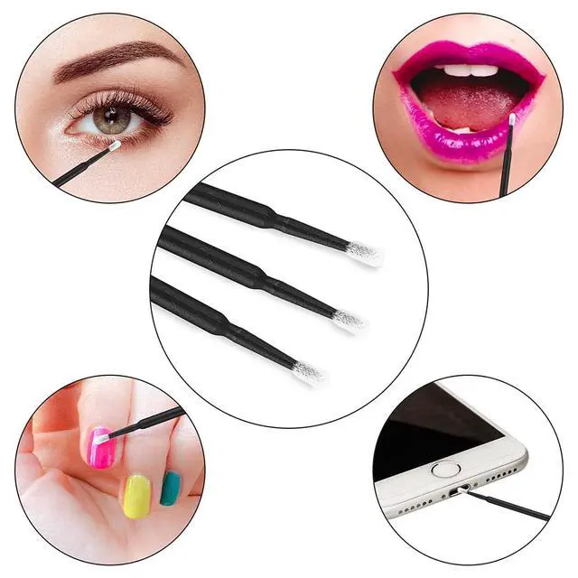 Alt view image 6 of 6 - 500PCS Disposable Micro Swabs for Eyelash Extension, Micro Applicators Eyelash Swabs for Makeup Application Black (Head Diameter: 2.0mm)