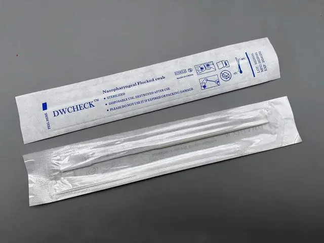 Alt view image 2 of 6 - 50 Pack Nasopharyngeal Collection Flocked Nasal Swab,Nasal Swabs Sterile Individually Wrapped, 80mm Break Point, Nylon Flocked Tip