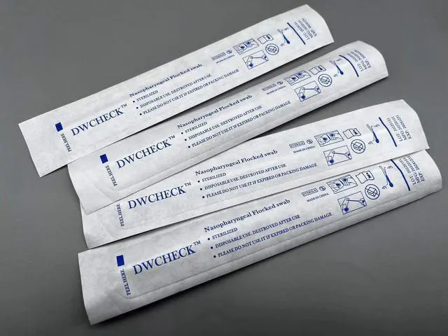 Alt view image 5 of 6 - 50 Pack Nasopharyngeal Collection Flocked Nasal Swab,Nasal Swabs Sterile Individually Wrapped, 80mm Break Point, Nylon Flocked Tip