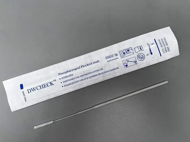 Alt view image 6 of 6 - 50 Pack Nasopharyngeal Collection Flocked Nasal Swab,Nasal Swabs Sterile Individually Wrapped, 80mm Break Point, Nylon Flocked Tip