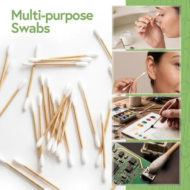 Alt view image 5 of 7 - 100% Bamboo Cotton Swabs for Ears (500-Pack) - Perfect for Baby & Personal Care | Double-Tipped Ear Swabs Cotton for Makeup & Cleaning | FSC Certified & Hypoallergenic, Made for All Ages & Pet