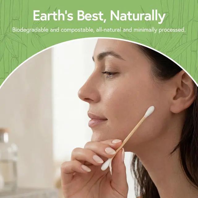 Alt view image 6 of 7 - 100% Bamboo Cotton Swabs for Ears (500-Pack) - Perfect for Baby & Personal Care | Double-Tipped Ear Swabs Cotton for Makeup & Cleaning | FSC Certified & Hypoallergenic, Made for All Ages & Pet