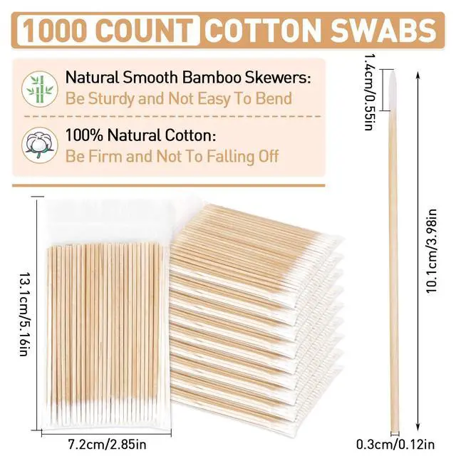 Alt view image 3 of 7 - 1000 Count Microblading Cotton Swab, Cotton Swabs Pointed Tip, Cotton Swabs Wood Sticks, Cotton Tipped Applicator, Tattoo Permanent Supplies (1000pcs)