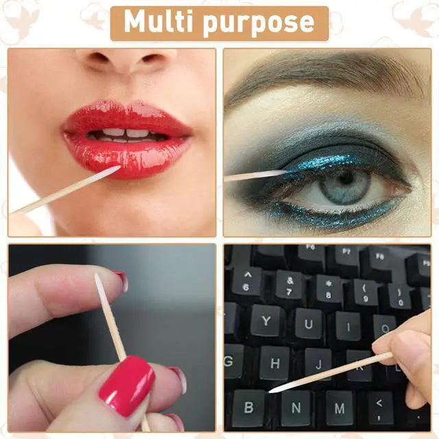 Alt view image 6 of 7 - 1000 Count Microblading Cotton Swab, Cotton Swabs Pointed Tip, Cotton Swabs Wood Sticks, Cotton Tipped Applicator, Tattoo Permanent Supplies (1000pcs)