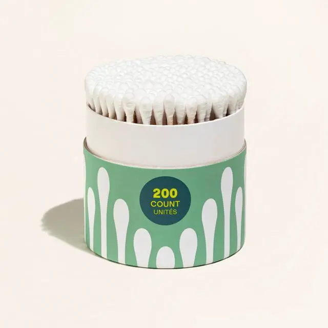 Alt view image 2 of 7 - Organic Bamboo Cotton Swabs, 200 Count - 100% Pure Natural Cotton, Chlorine-Free Hypoallergenic, Soft, Gentle & Absorbent Buds