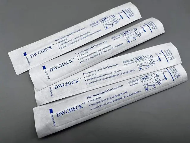 Alt view image 6 of 7 - 50 Pack Nasopharyngeal Collection Flocked Nasal Swab,Nasal Swabs Sterile Individually Wrapped, 80mm Break Point, Nylon Flocked Tip
