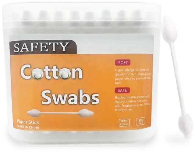 Main image of 2 Packs 160pcs Safety Cotton Swabs with Large Tip, Baby Cotton Buds