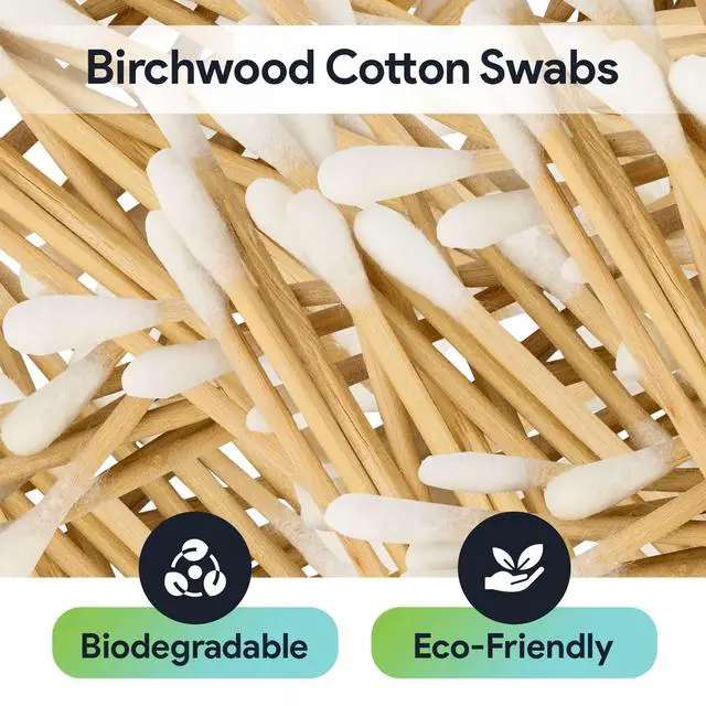 Alt view image 3 of 6 - 50 Biodegradable Long Cotton Swabs - 8 Inch Long Swabs for Ears - Made From Birchwood and 100% Cotton - Lint Free