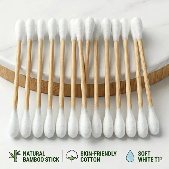 Alt view image 3 of 6 - 1050pcs CGR Organic cotton Swabs, 100% Cotton Double-Tipped, Bamboo Sticks(compostable), Travel Pack(3 Pack of 350 Swabs Total)