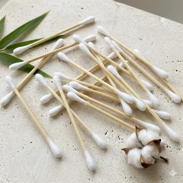 Alt view image 5 of 6 - 1050pcs CGR Organic cotton Swabs, 100% Cotton Double-Tipped, Bamboo Sticks(compostable), Travel Pack(3 Pack of 350 Swabs Total)