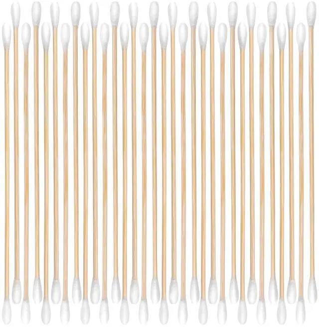 Main image of 200 ct 6 Inch Long Cotton Swabs, Double Ended with Bamboo Sticks