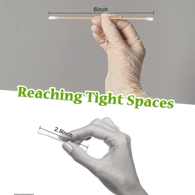 Alt view image 4 of 7 - 200 ct 6 Inch Long Cotton Swabs, Double Ended with Bamboo Sticks