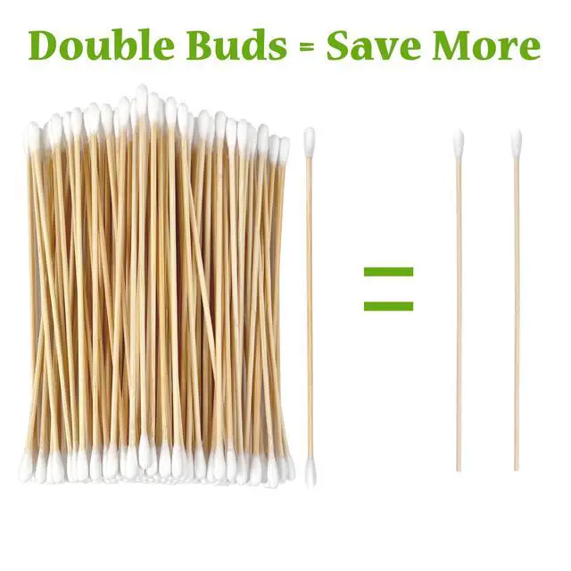 Alt view image 6 of 7 - 200 ct 6 Inch Long Cotton Swabs, Double Ended with Bamboo Sticks