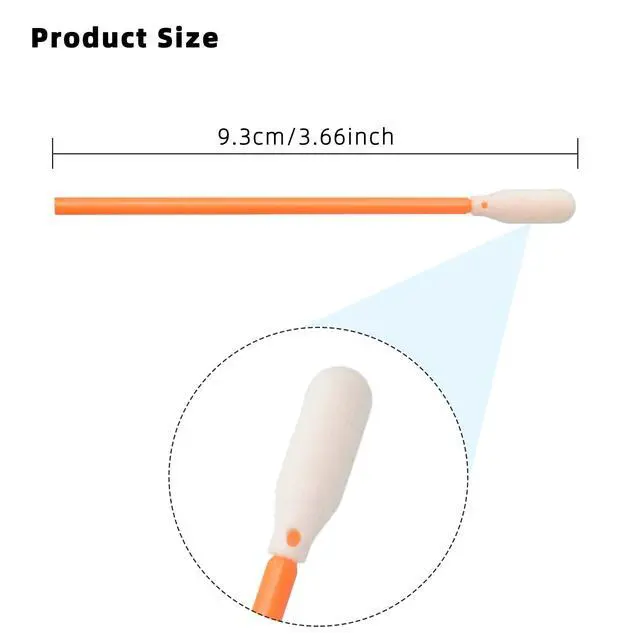Alt view image 2 of 4 - (100 Pcs) 3.66 inch Foam Swab Cleaning Swab Foam Tips Sponge Stick-Orange