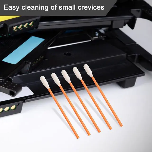 Alt view image 3 of 4 - (100 Pcs) 3.66 inch Foam Swab Cleaning Swab Foam Tips Sponge Stick-Orange