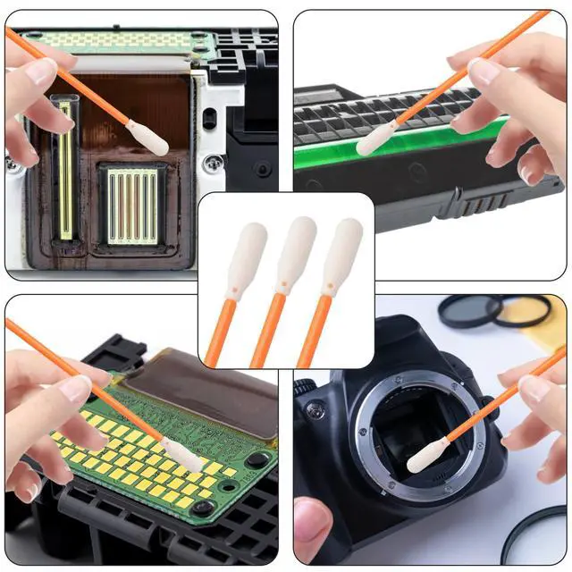 Alt view image 4 of 4 - (100 Pcs) 3.66 inch Foam Swab Cleaning Swab Foam Tips Sponge Stick-Orange