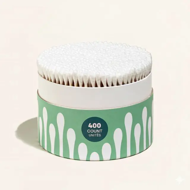 Alt view image 2 of 7 - Organic Cotton Swabs, 400 Count - 100% Pure Natural Cotton, Chlorine-Free Hypoallergenic, Soft, Gentle & Absorbent Paper Buds