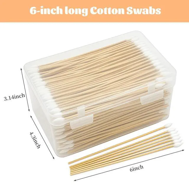 Alt view image 2 of 7 - 500pcs Cotton Swabs with Storage Case, 6 inch Precision Gun Cleaning Swabs, Lint Free Bamboo Handle Long Cotton Swabs for Gun Cleaning, Makeup & Electronics