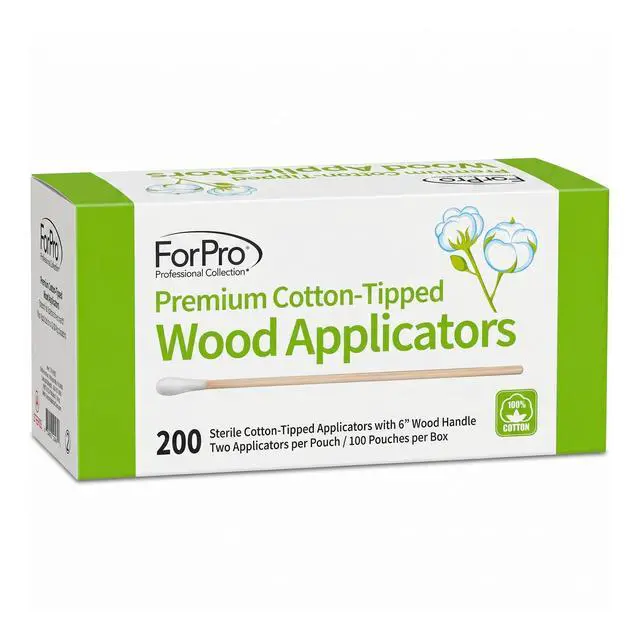 Alt view image 2 of 7 - Premium Cotton-Tipped Wood Applicators, 200-Count Sterile Cotton Swabs with 6" Wood Handle for Medical, Personal Care, Travel, Individually Wrapped in Pairs