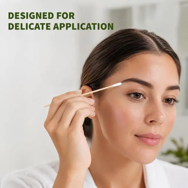 Alt view image 4 of 7 - Premium Cotton-Tipped Wood Applicators, 200-Count Sterile Cotton Swabs with 6" Wood Handle for Medical, Personal Care, Travel, Individually Wrapped in Pairs
