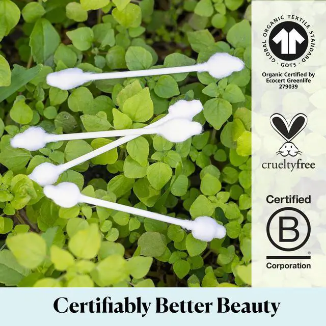 Alt view image 6 of 6 - - Organic Baby Cotton Swabs, 60 ct. - Ultra Soft Baby Safe Tips - Strong & Durable - Hypoallergenic - Chlorine Free - Natural, Vegan & Cruelty Free - Skin Care & Baby Care