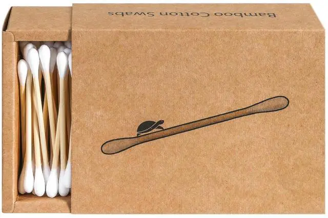 Main image of Bamboo Cotton Swabs (200 Count) - Vegan, Eco Friendly, Organic, Double Tips, Plastic Free Wooden Ear Sticks, All Natural 100% Biodegradable Cotton Buds
