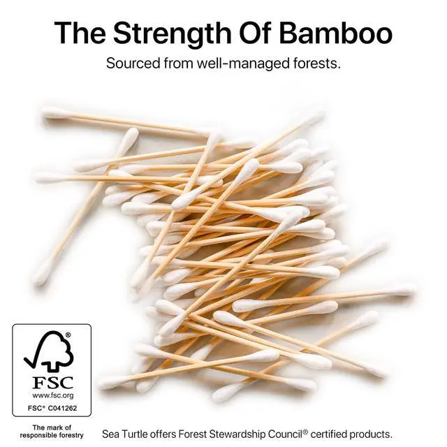Alt view image 4 of 6 - Bamboo Cotton Swabs (200 Count) - Vegan, Eco Friendly, Organic, Double Tips, Plastic Free Wooden Ear Sticks, All Natural 100% Biodegradable Cotton Buds