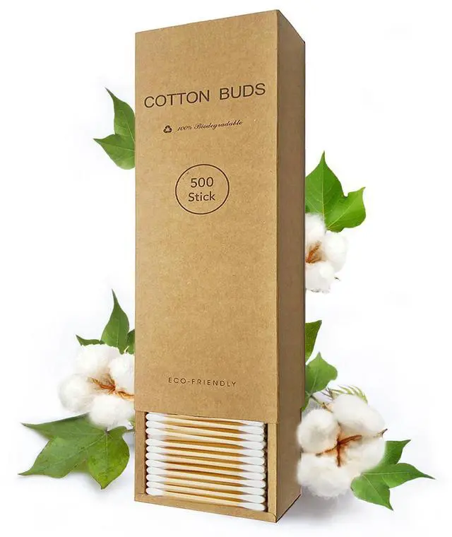 Main image of Natural Bamboo Cotton Swabs For Home & Beauty Care, Dual Round Tips,Eco-Friendly Paper Pack 500 Count