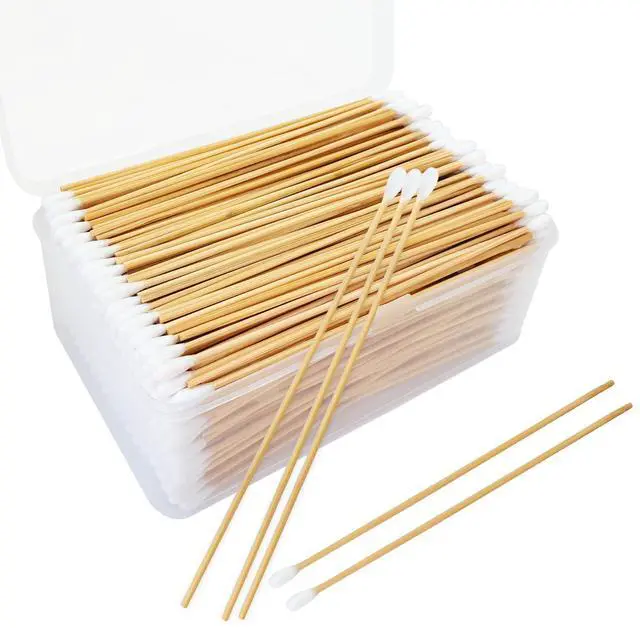 Main image of Round Tip Cotton Swabs, 6-Inch Bamboo Sticks, Lint-Free, for Delicate Cleaning, Arts & Crafts, Pet Care, Audio Equipment Maintenance with Portable Storage Case (Round Tips (500ct))