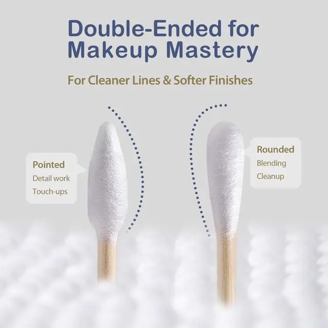 Alt view image 3 of 7 - Life Cotton Swabs - Biodegradable Bamboo & Cotton, Double-Tipped Cleaning Swabs with Pointed & Round Tips, Hypoallergenic for Ear, Makeup, Eye Makeup Removal, Nail Polish Touch-Ups (500 Ct)