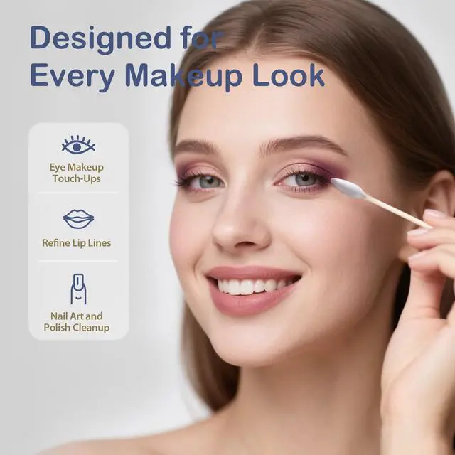 Alt view image 4 of 7 - Life Cotton Swabs - Biodegradable Bamboo & Cotton, Double-Tipped Cleaning Swabs with Pointed & Round Tips, Hypoallergenic for Ear, Makeup, Eye Makeup Removal, Nail Polish Touch-Ups (500 Ct)