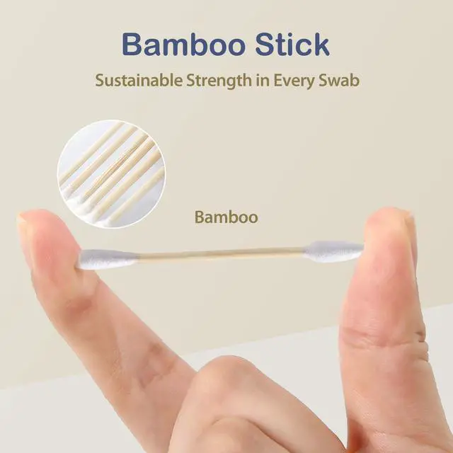 Alt view image 5 of 7 - Life Cotton Swabs - Biodegradable Bamboo & Cotton, Double-Tipped Cleaning Swabs with Pointed & Round Tips, Hypoallergenic for Ear, Makeup, Eye Makeup Removal, Nail Polish Touch-Ups (500 Ct)