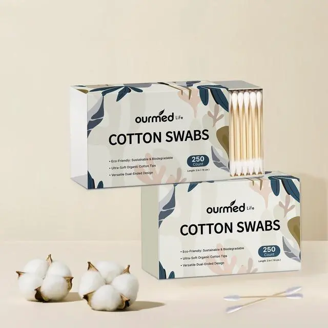 Alt view image 7 of 7 - Life Cotton Swabs - Biodegradable Bamboo & Cotton, Double-Tipped Cleaning Swabs with Pointed & Round Tips, Hypoallergenic for Ear, Makeup, Eye Makeup Removal, Nail Polish Touch-Ups (500 Ct)