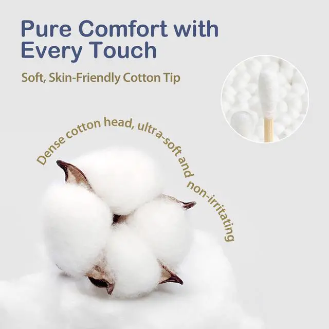 Alt view image 6 of 7 - Life Cotton Swabs - Biodegradable Bamboo & Cotton, Double-Tipped Cleaning Swabs with Pointed & Round Tips, Hypoallergenic for Ear, Makeup, Eye Makeup Removal, Nail Polish Touch-Ups (500 Ct)
