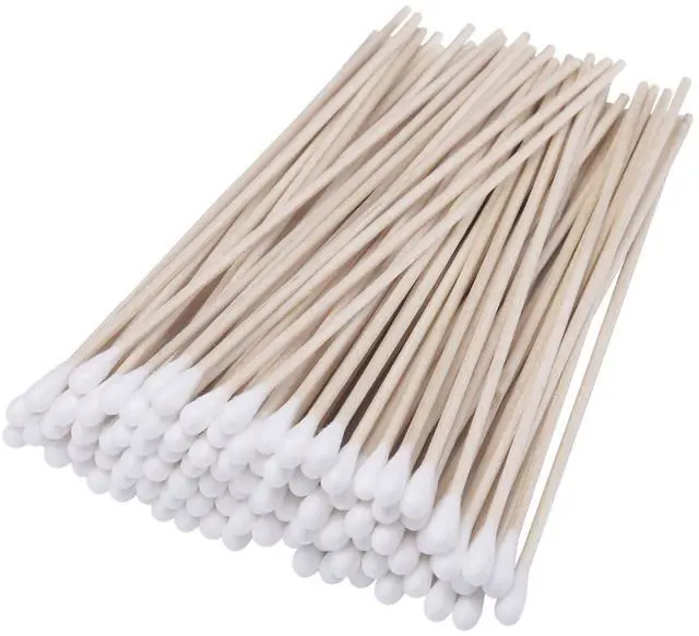 Main image of 6" Cotton Swabs Wooden Handles Cotton Tipped Applicator Wood Sticks with Single Tip for Gun Cleaning, Wound Clean, Makeup, Removal Residue (500)