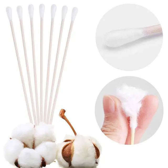Alt view image 5 of 7 - 6" Cotton Swabs Wooden Handles Cotton Tipped Applicator Wood Sticks with Single Tip for Gun Cleaning, Wound Clean, Makeup, Removal Residue (500)