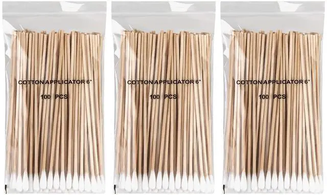 Main image of 300PCS Long Cotton Swabs - 6" Cleaning Cotton Swab Buds with Wooden Sticks, Microblading Eyeshadow Tip Applicators, Microswabs Swabsticks for Dogs Makeup Nail Art Tattoo Permanent Supplies