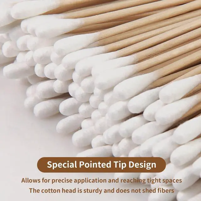 Alt view image 2 of 7 - 300PCS Long Cotton Swabs - 6" Cleaning Cotton Swab Buds with Wooden Sticks, Microblading Eyeshadow Tip Applicators, Microswabs Swabsticks for Dogs Makeup Nail Art Tattoo Permanent Supplies
