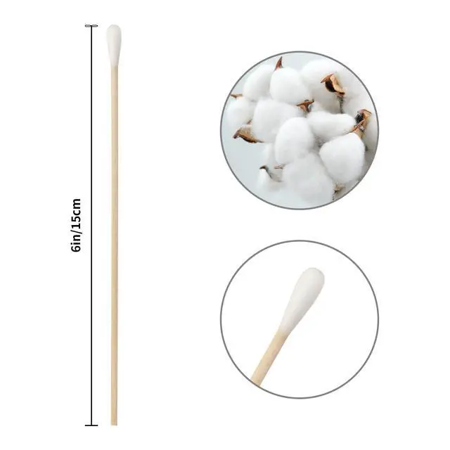 Alt view image 3 of 7 - 300PCS Long Cotton Swabs - 6" Cleaning Cotton Swab Buds with Wooden Sticks, Microblading Eyeshadow Tip Applicators, Microswabs Swabsticks for Dogs Makeup Nail Art Tattoo Permanent Supplies