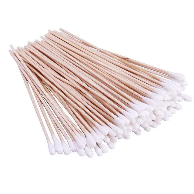 Alt view image 3 of 7 - 400 Count 6 Inch Long Cotton Swabs with Wooden Handles Cotton Tipped Applicator for Cleaning