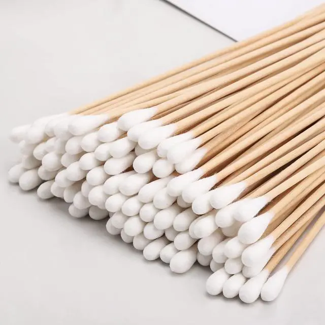Alt view image 5 of 7 - 400 Count 6 Inch Long Cotton Swabs with Wooden Handles Cotton Tipped Applicator for Cleaning