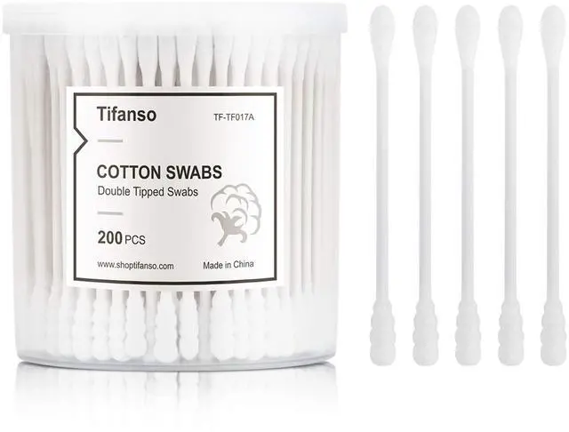 Main image of 200 Count Cotton Swabs, Natural Double Tipped Cotton Buds, Cruelty-Free Ear Swabs, Chlorine-Free Hypoallergenic(White)
