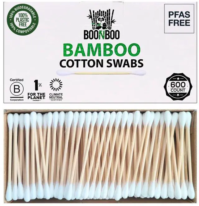 Main image of Organic Bamboo Cotton Swabs, PFAS-Free, 600 Count